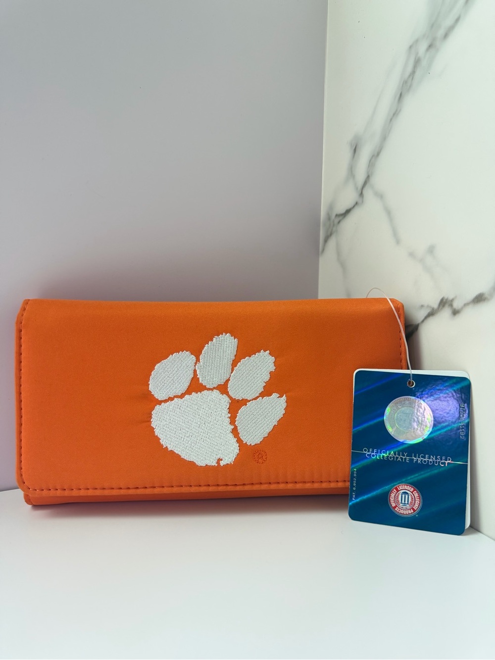 Clemson Orange & White Tri-Fold Wallet with Removable Checkbook holder — NWT